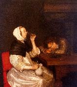 Gerard Ter Borch Woman Drinking with a Sleeping Soldier Spain oil painting reproduction
